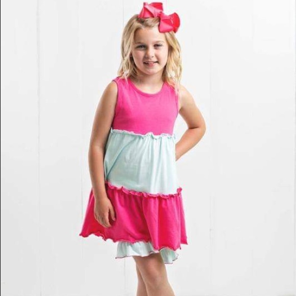 Ruffle Girl Pink & Mint Ruffle Tunic Short Set